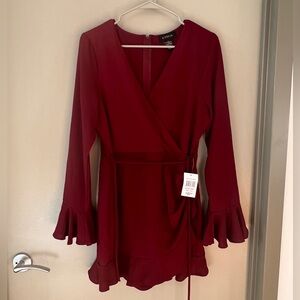 NWT wine colored wrap front romper by  B. Darlin size 13/14